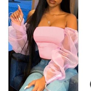 Trendy new shoulder pink top